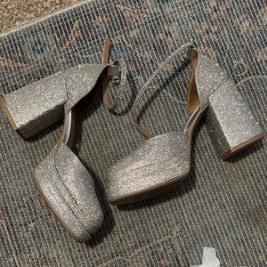 Wild Fable Glittering Silver Heels